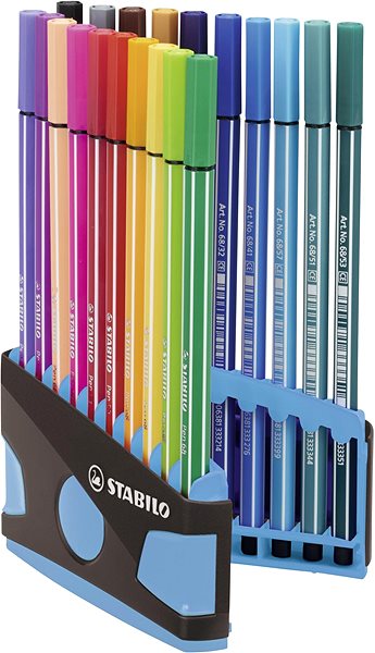 Fixky STABILO Pen 68, 20 ks, ColorParade antracit/modré Vlastnosti/technológia