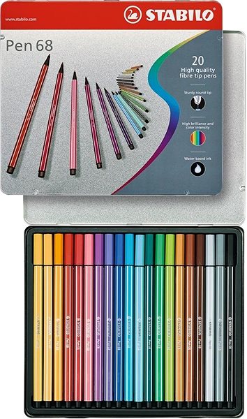 Filzstifte STABILO Pen 68 in der Metallbox - 20 Farben Mermale/Technologie