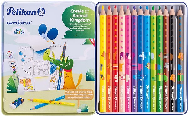 Coloured Pencils Pelikan Combino Metal Box 12 + 1 Colours Screen