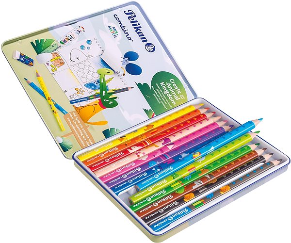 Coloured Pencils Pelikan Combino Metal Box 12 + 1 Colours Package content