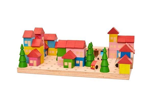 Building Set Wooden Kit Town - 67 Pieces ...