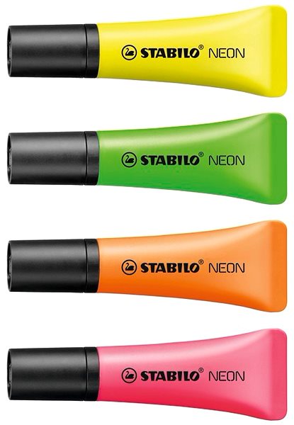 Textmarker STABILO NEON 4 Marker im Netz (orange, grün, gelb, pink) Screen