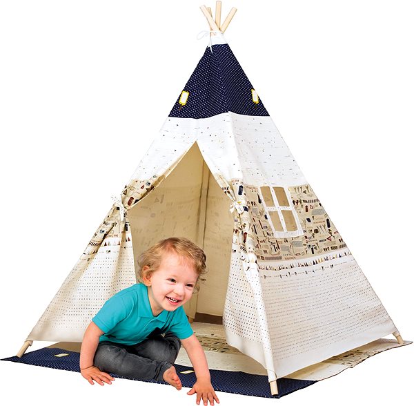 Tent for Children Bino Stan TeePee, Beige-blue Lifestyle