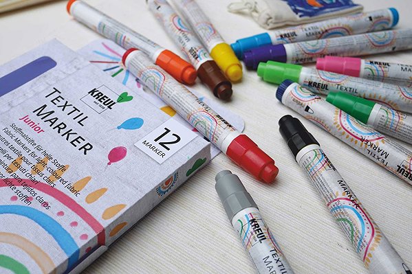 Markers KREUL Javana Texi Max Medium Sunny for textile 2 - 4 mm, 12 colours .