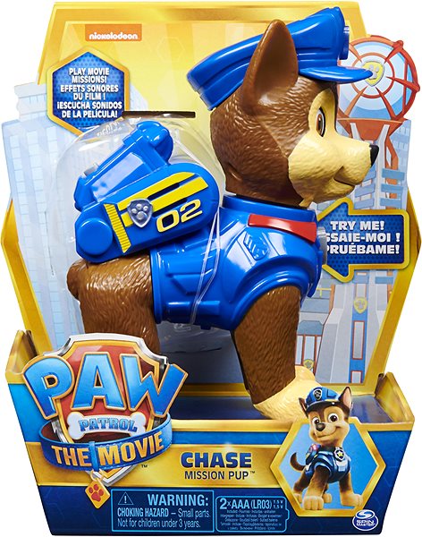 Figur Paw Patrol The Movie - Interaktiver Welpe 15 cm - Chase - Mission Pup Verpackung/Box