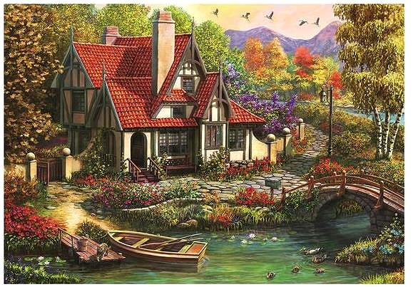 Puzzle Hütte am See 500 Puzzle ...