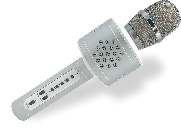 Mikrofon Teddies Karaoke mikrofon Bluetooth ezüst színű Oldalnézet