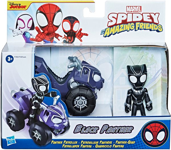 Figura Spidey és csodálatos barátai - Black Panther jármű és figura Csomagolás/doboz