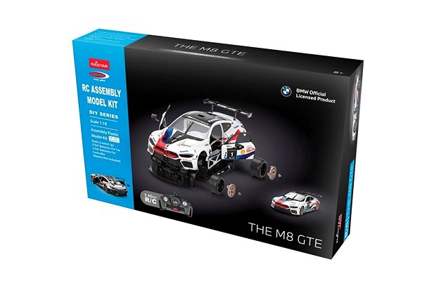 Távirányítós autó BMW M8 GTE 1:18 fehér 2,4GHz Kit Csomagolás/doboz