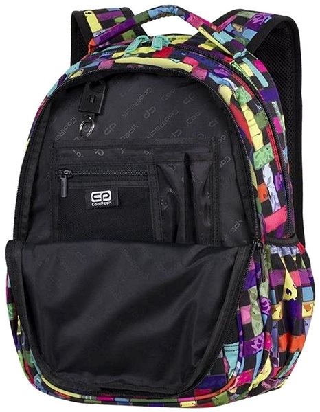 School Backpack COOLPACK Black Strike Ribbon grid Features/technology