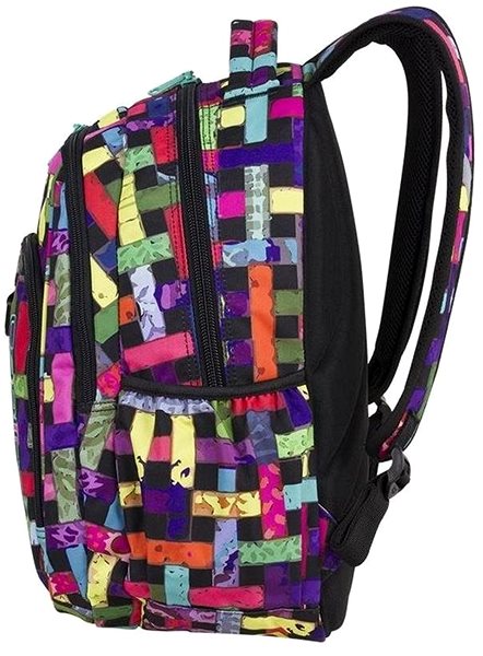 School Backpack COOLPACK Black Strike Ribbon grid Side view