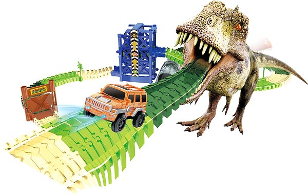 Slot Car Track Autodrama Dino Park with Lift 1 Car Screen