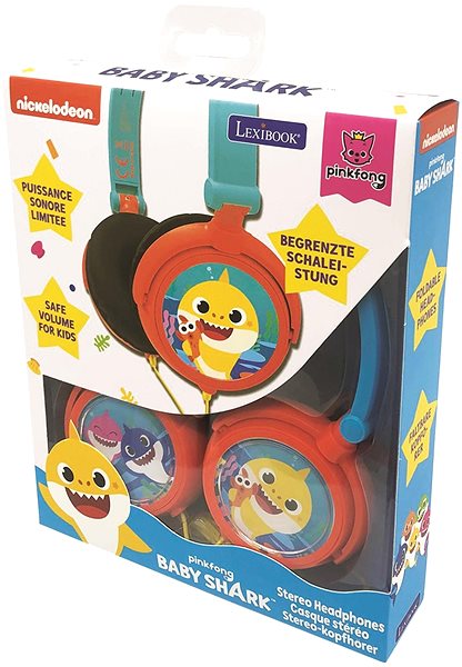 Headphones Lexibook Baby Shark Stereo Foldable Wired Headphone With Safe Volume For Kids Packaging/box