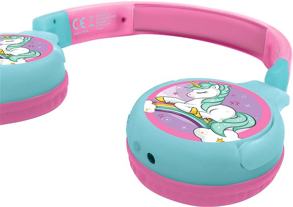 Kabellose Kopfhörer Lexibook Unicorn 2in1 Bluetooth® Kopfhörer mit sicherer Lautstärke für Kinder Seitlicher Anblick
