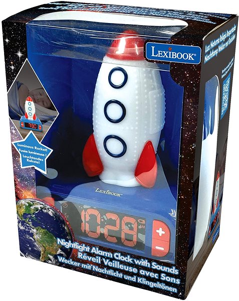 Alarm Clock Lexibook Alarm Clock with Night Light and 3D Rocket Design and Sound Effects Packaging/box