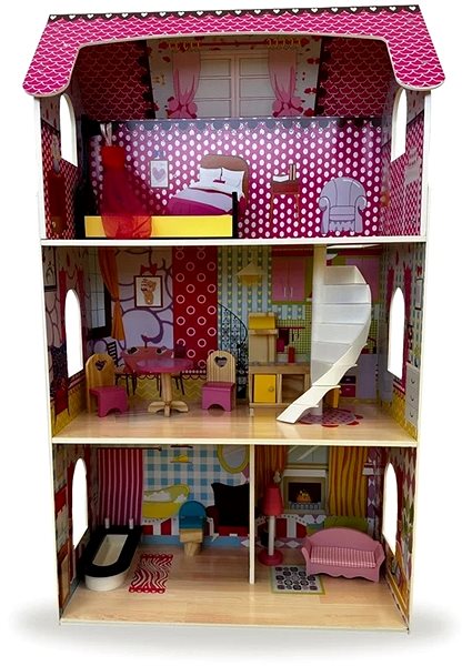 Domček pre bábiky Domček pre bábiky drevený 63 × 33,5 × 106 cm ...
