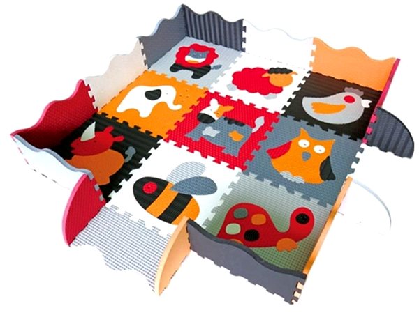 Pěnové puzzle Baby great Pěnové puzzle Zvířata šedá-červená SX s okraji ...