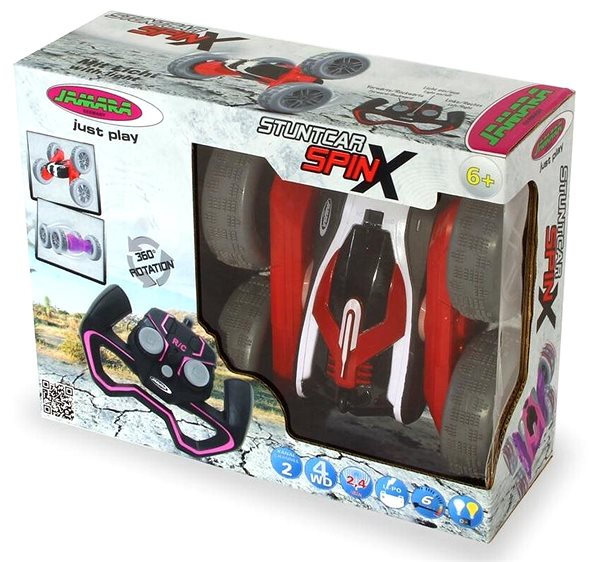 Távirányítós autó Jamara SpinX Stuntcar piros-fekete 2,4GHz Csomagolás/doboz