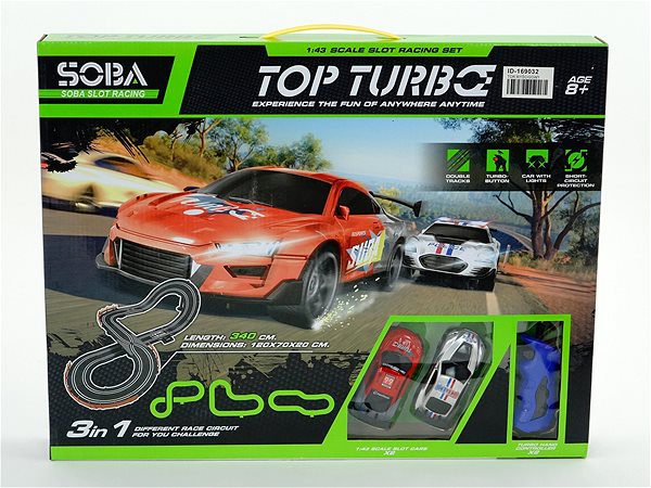 Slot Car Track Car Track with USB Charging - 2 Cars - 340cm Screen