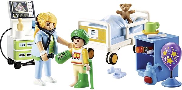 Building Set Playmobil 70192 Children's Hospital Room Lateral view