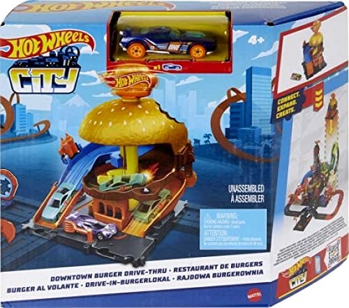 Autópálya játék Hot Wheels City Városközpont Downtown Burger Drive-thru Csomagolás/doboz