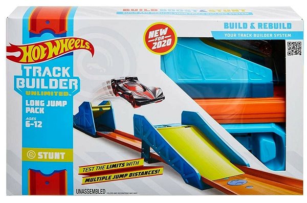 Autópálya játék Hot Wheels Track Builder készlet építőknek - távolugrás Csomagolás/doboz