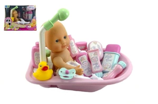 Játékbaba Teddies baba fürdető kád és tartozékok ...