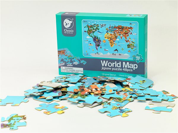 Puzzle Teddies Puzzle Mapa Sveta 48 dielikov ...