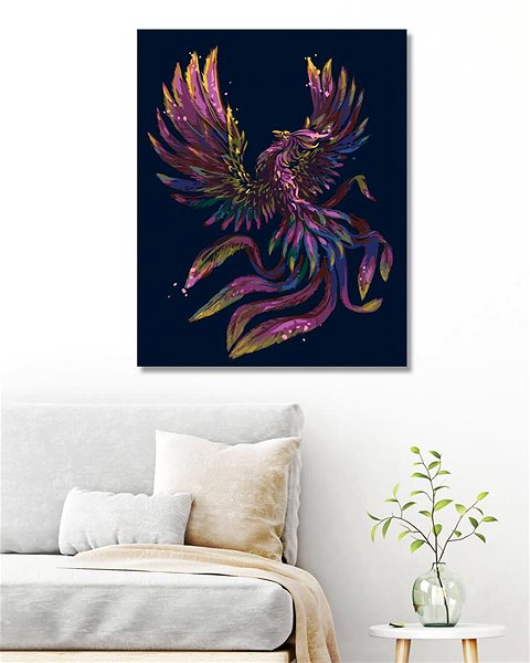 Malování podle čísel Malování podle čísel - Barevný Fénix, 40x50 cm, vypnuté plátno na rám ...