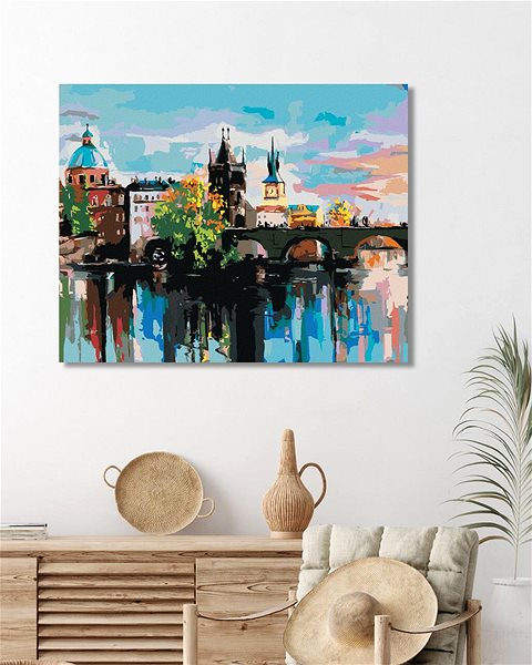 Maľovanie podľa čísel Maľovanie podľa čísel – Farebný Karlov most, 80 × 100 cm, napnuté plátno na rám ...