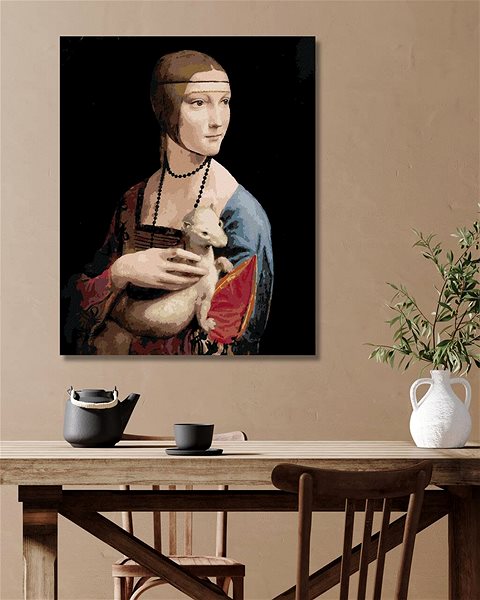 Maľovanie podľa čísel Maľovanie podľa čísel – Dáma s hranostajom (Leonardo da Vinci), 40 × 50 cm, napnuté plátno na rám ...