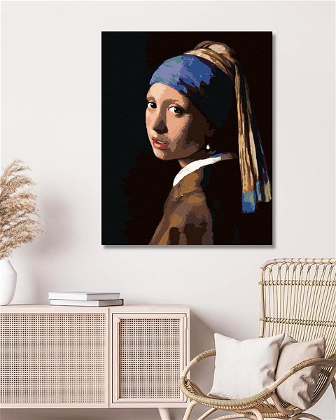 Maľovanie podľa čísel Maľovanie podľa čísel – Dievča s perlou (J. Vermeer), 40 × 50 cm, napnuté plátno na rám ...