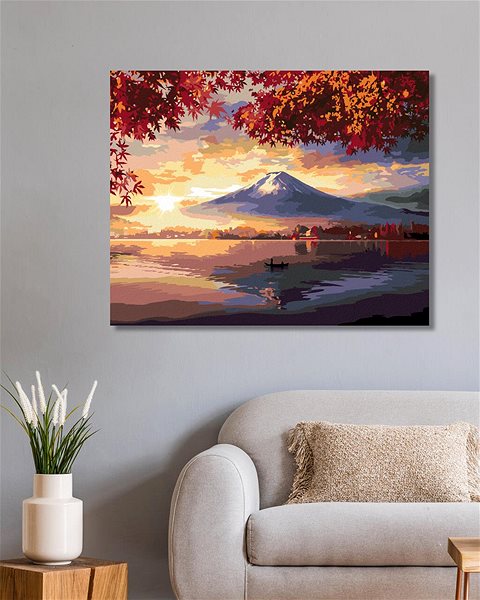 Maľovanie podľa čísel Maľovanie podľa čísel - Japonsko, hora a jazero, 40 x 50 cm, napnuté plátno na ráme ...