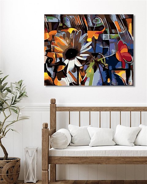 Maľovanie podľa čísel Maľovanie podľa čísel – Kvety v kubistickom štýle, 80 × 100 cm, napnuté plátno na rám ...