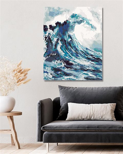 Maľovanie podľa čísel Maľovanie podľa čísel - Morské vlny, 40 x 50 cm, napnuté plátno na ráme ...