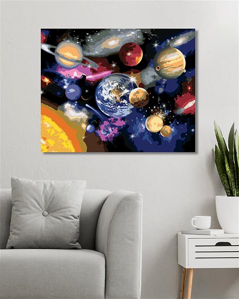 Maľovanie podľa čísel Maľovanie podľa čísel – Planéty slnečnej sústavy (Howard Robinson), 40 × 50 cm, napnuté plátno na rám ...