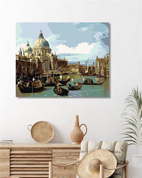 Maľovanie podľa čísel Maľovanie podľa čísel – Vstup do Canal Grande v Benátkach (Canaletto), 40 × 50 cm, bez rámu a bez napnutia plátna ...