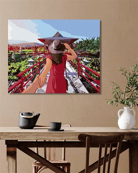 Malování podle čísel Malování podle čísel - Žena u chrámu II, 80x100 cm, vypnuté plátno na rám ...