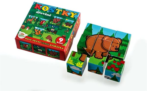 Dřevěné kostky Teddies Kostky kubus dřevěné Moje první zvířátka lesní ...