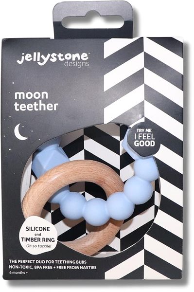 Hryzátko Jellystone Designs Hryzadlo Mesiac – svetlo modré ...
