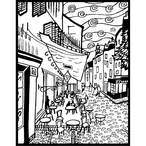 colouring page colourvelvet Velvet picture Café d'Arles .