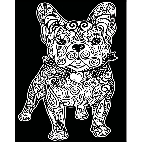 colouring page colourvelvet Velvet picture of a French bulldog .