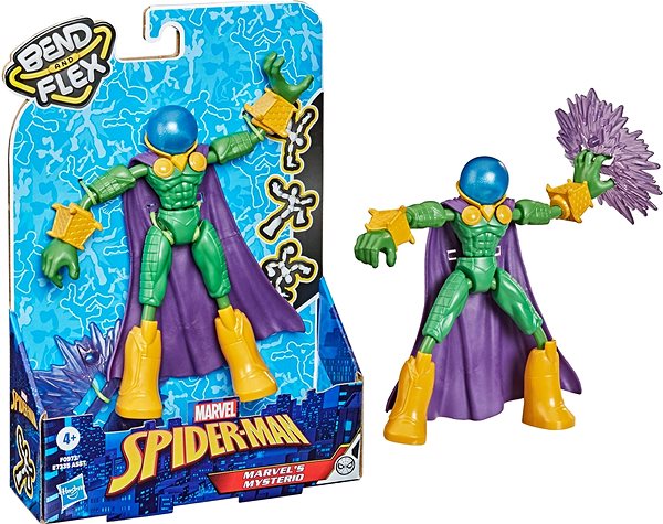 Figura Pókember Bend and Flex Marvel's Mysterio figura Csomag tartalma