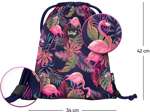 Vak na chrbát BAAGL Vrecko na obuv Flamingo ...