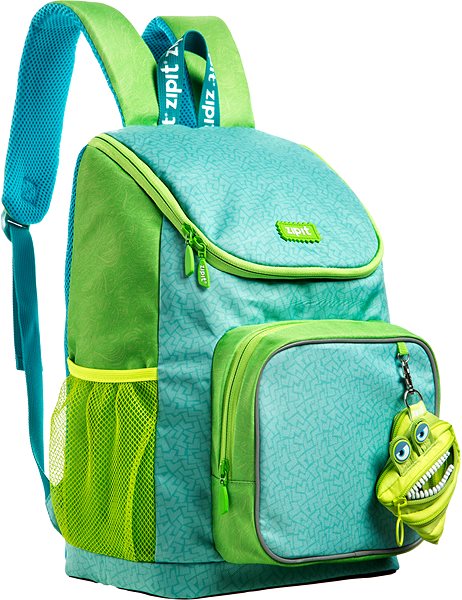 Detský ruksak Zipit Wildlings Premium batoh zelený s mini kapsičkou zadarmo Bočný pohľad