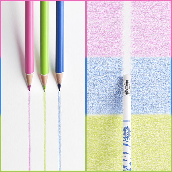 Coloured Pencils BIC Eraseable 12 Colours Features/technology