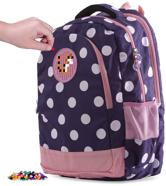 School Backpack Pixie Crew student backpack blue with white dot Features/technology