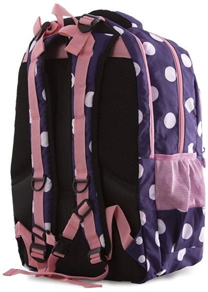 School Backpack Pixie Crew student backpack blue with white dot Back page
