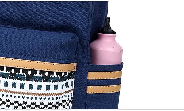 School Backpack TopBags Women's City Backpack Canvas Winter Pattern - Dark Blue Features/technology