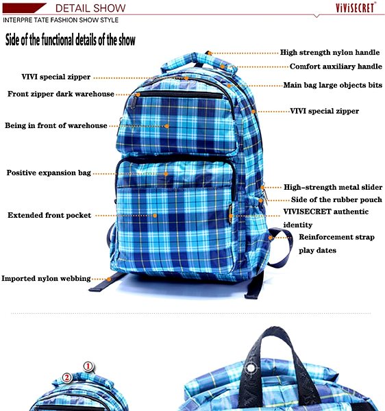 School Backpack Top Bags ViVi-Square - Pink Features/technology